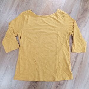 💜A New Day Mustard Buttoned Shoulder 3/4 Sleeve Top Medium